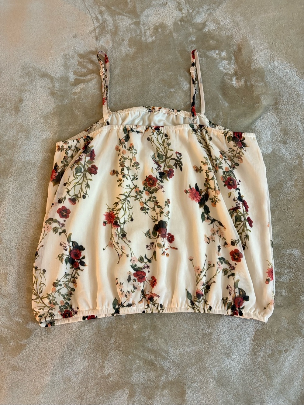 Willow & Root Cami Top Cream Floral Adjustable Straps Size Small - Picture 2 of 6